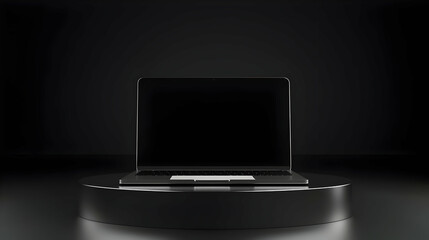 Modern Laptop Displayed Elegantly on Dark Background with Spotlight