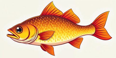 Naklejka premium Cartoon Largemouth Bass orange 