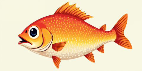 Fototapeta premium Cartoon Largemouth Bass orange 