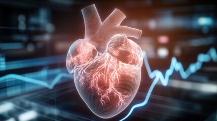 Heart function monitoring medical field 3d visualization digital environment abstract viewpoint health technology concept
