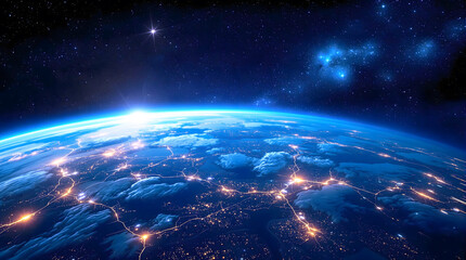 Obraz premium Stunning Background of the Planet Earth with a Starry Sky. 
