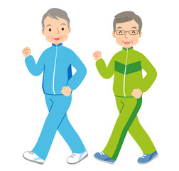 ウォーキングをするシニア男性　健康　高齢者