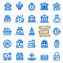 Finance and Business  VECTOR Icons Collection.  outline design icon set. VECTOR ICON
