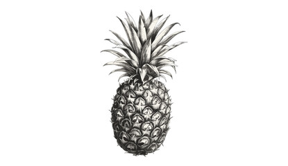 Obraz premium Pineapple vector, old botanical illustration, isolated on transparent background, vintage fruit drawing, tropical plant sketch, hand-drawn pineapple, exotic fruit art