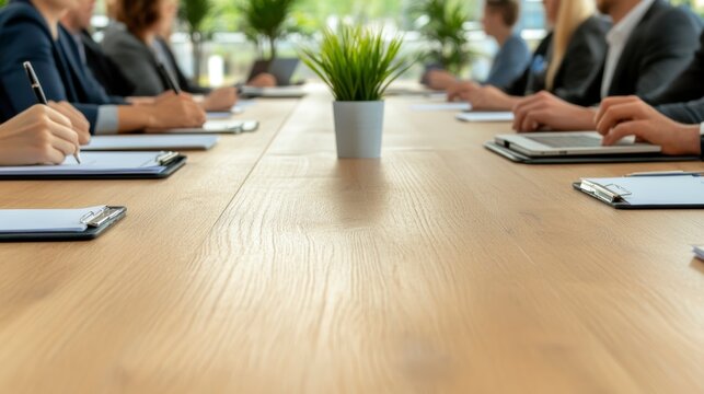 In the realm of corporate strategy, a dynamic meeting unfolds, uniting minds to pioneer innovative carbon solutions Amidst the polished expanse of a conference table, ideas converge, fueled by shared