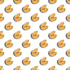 Seamless pattern with fortune cookies for decorative print, wrapping paper, greeting cards, wallpaper and fabric