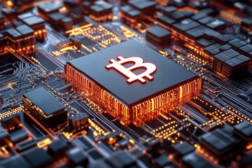 A digital stock photo of a blockchain-powered economy, represented through encrypted digital transactions and futuristic security layers