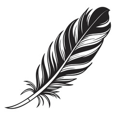 Obraz premium Elegant Black Feather Silhouette Vector – Isolated Illustration for Transparent or White Background