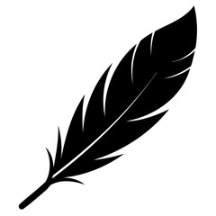Obraz premium Black Feather Silhouette Vector Illustration – High-Quality Design on White or Transparent Background