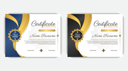 Professional creative Luxury corporate diploma certificate, Modern award design, certificate template, elegant gold diploma certificate abstract design
