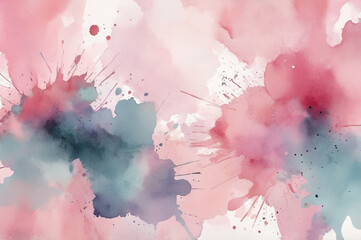 A soft, pink watercolor background with splatters and blots of paint, creating a dreamy, abstract text