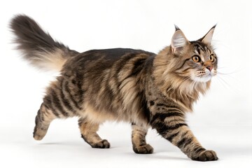 Obraz premium walking maine coon cat isolated on white background