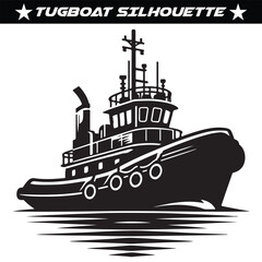 Obraz premium Tugboat silhouette vector illustration design 