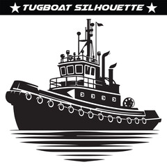 Obraz premium Tugboat silhouette vector illustration design 
