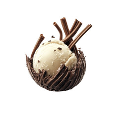 Fototapeta premium Creamy Vanilla Ice Cream Delight Chocolate Coated Sweet Treat