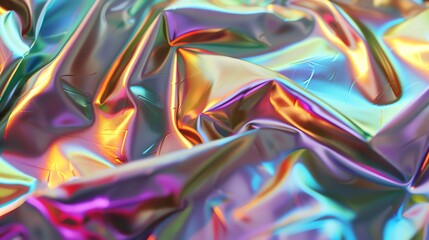 Fototapeta premium Close-up of iridescent fabric texture with glowing colors.