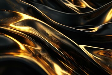 Obraz premium Golden silk waves in motion. AI image