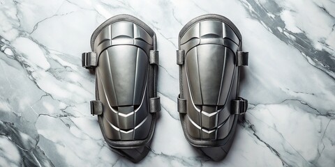 Clean Modern Arm Guards Flat Lay on Marble -  Perfect for Fitness & Sport Branding