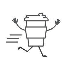 Fast coffee logo. Running coffee cup.