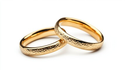 Pair of gold wedding rings with textured bands