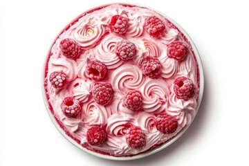 Raspberry tart on white background. AI image