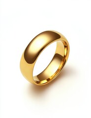 Shiny Gold Wedding Band Isolated on White Background for Jewelry