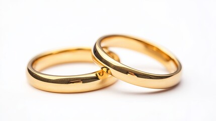 Two gold rings on white