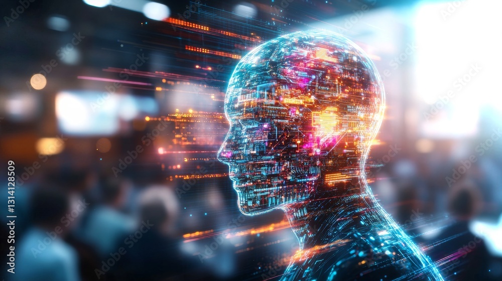 Poster exploring the future of artificial intelligence through dynamic 4k animation and vibrant visuals