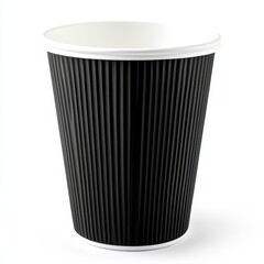 Black Disposable Paper Cup with Ribbed Design for Beverages