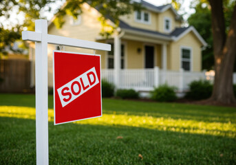 A 'sold' sign graces the lawn of a beautiful house, marking a new chapter.