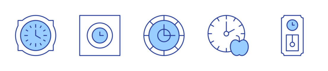 break time, wall clock, clock, grandfather clock. Clock Icon vector illustration. Line Duotone style. Editable stroke