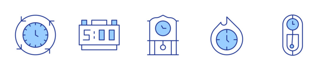 efficiency, clock, deadline, wall clock, alarm. Clock Icon vector illustration. Line Duotone style. Editable stroke
