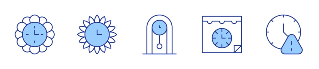 schedule, time, wall clock, clock. Clock Icon vector illustration. Line Duotone style. Editable stroke