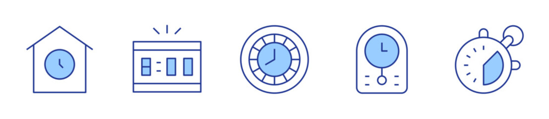 time management, digital alarm clock, clock, waiting. Clock Icon vector illustration. Line Duotone style. Editable stroke