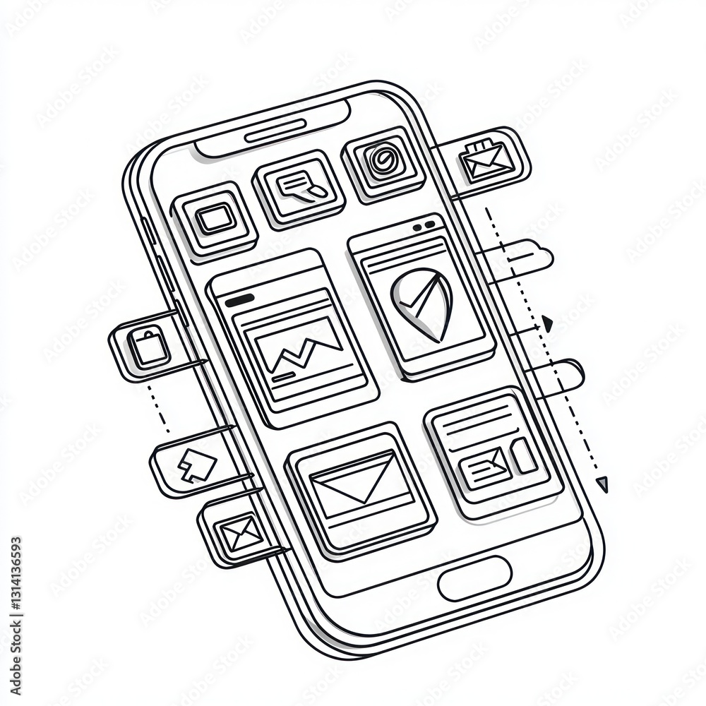Poster 3d line icon for mobile applications with high-resolution images and seamless performance.