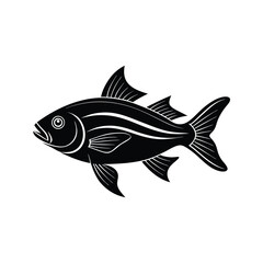 Fototapeta premium Striped freshwater fish silhouette isolated on white background