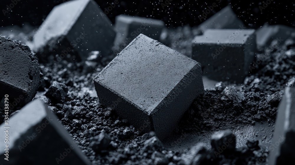 Poster fresh concrete setting in intricate macro detail with unique textures generative ai