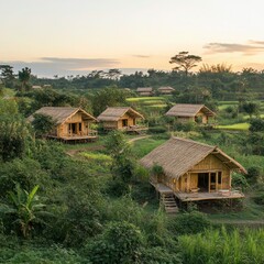 Obraz premium A prefabricated building being assembled at a remote construction location.