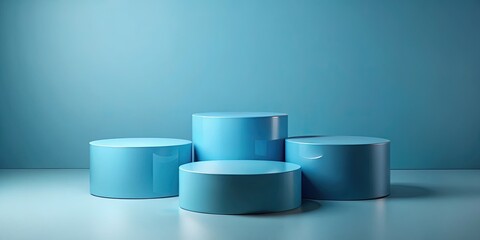 Minimalist blue 3D podium: perfect product showcase, advertising stand, pedestal platform for impactful displays.