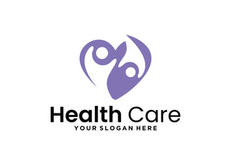 healthcare logo design with the concept of two people connecting to each other