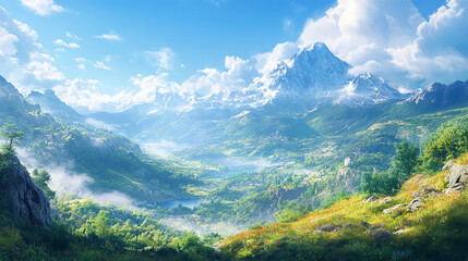 mountain landscape with lake