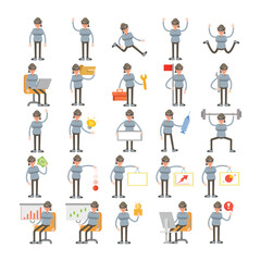 woman thief characters in different poses illustration set