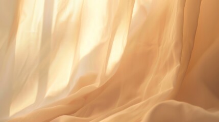 Obraz premium Closeup of a soft, white sheer curtain with sunlight shining through.