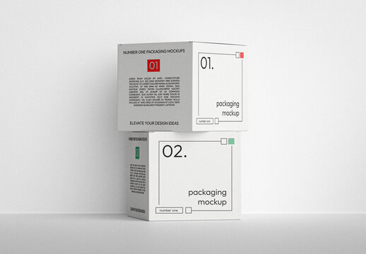 Stacked Square Boxes Mockup