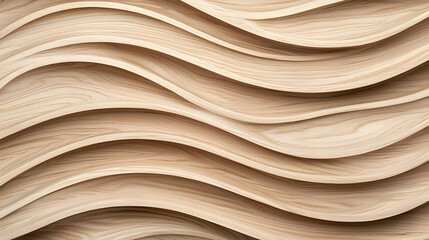 Beige Carved Wood Texture With Wavy Pattern