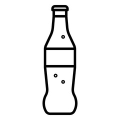 Minimalist outline icon of a soda bottle with bubbles inside. Perfect for café menus, diner branding, restaurant designs, beverage promotions, mobile apps, and drink-related graphics.