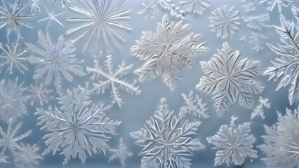 Stunning symmetrical ice crystals in various shapes.