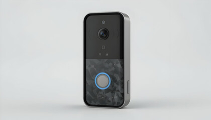 Fototapeta premium Modern Smart Doorbell with Camera on White Background Still Life