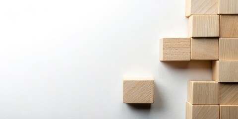 Obraz premium Colorful Building Blocks Flat Lay on White Background with Copy Space