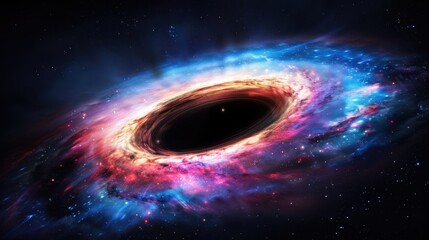 Abstract black hole with a glowing event horizon, Abstract black hole in the cosmos with a supernova explosion.